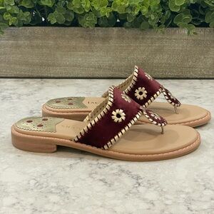 NIB Jack Rogers - Jacks II Flat Sandal Velvet - Bordeaux/Platinum - Sz 6.5